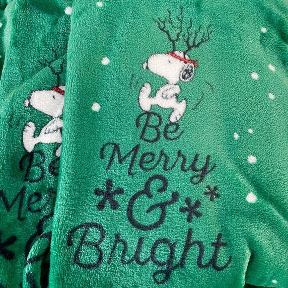Peanuts Snoopy and Woodstock Christmas Blanket, Green, 50x70 - Picture 4 of 9